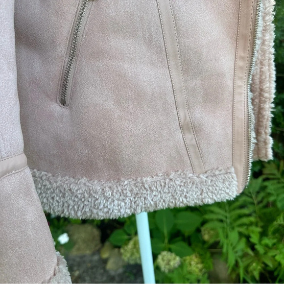 Love Token Natasha Faux Suede Sherpa Moto Jacket Medium - Picture 4 of 12